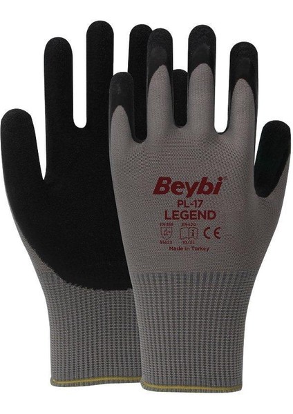 PL17 Polyester Örme Lateks Camcı Iş Eldiveni 9 Beden - 12 Çift fiyatları