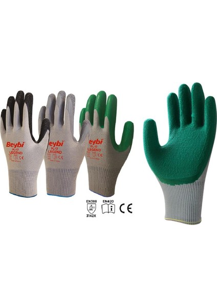 PL17 Polyester Örme Lateks Camcı Iş Eldiveni 9 Beden - 12 Çift fırsatları