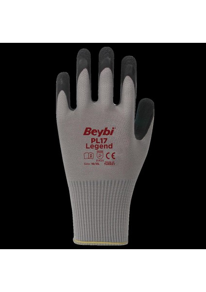 PL17 Polyester Örme Lateks Camcı Iş Eldiveni 10 Beden - 144 Çift