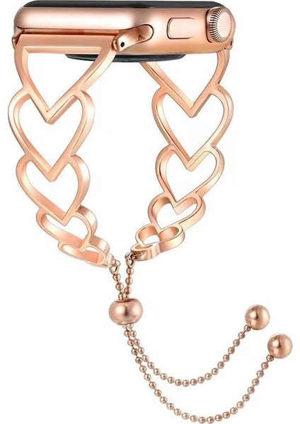 Apple Watch Uyumlu Series 7 41MM / 6 & Se & 5 & 4 40MM / 3 & 2 & 1 38MM Için Askı Altın Gül