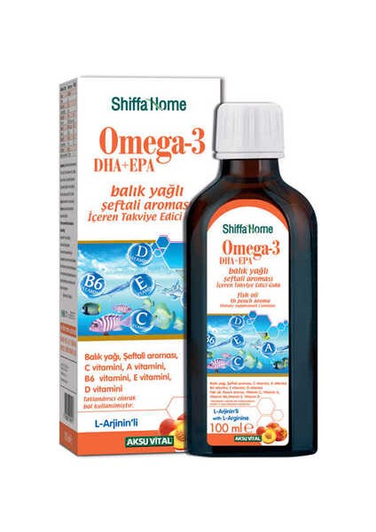 Omega 3 Dha+Epa Şeftali Aromalı Balık Yağı Şurup 100 ml