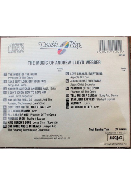 Andrew Lloyd Webber – The Music Of Andrew Lloyd Webber CD