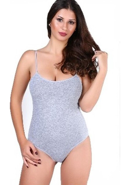 seher 6'lı Paket Pamuklu Gri Ip Askılı Kancalı Body Zıbın