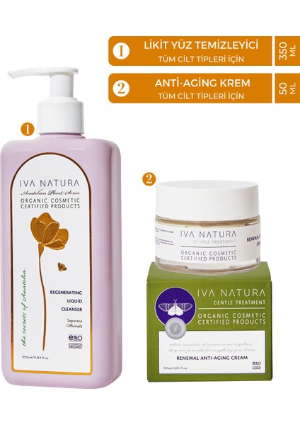 2'li Set - Likit Yüz Temizleyici, Anti-Aging Krem