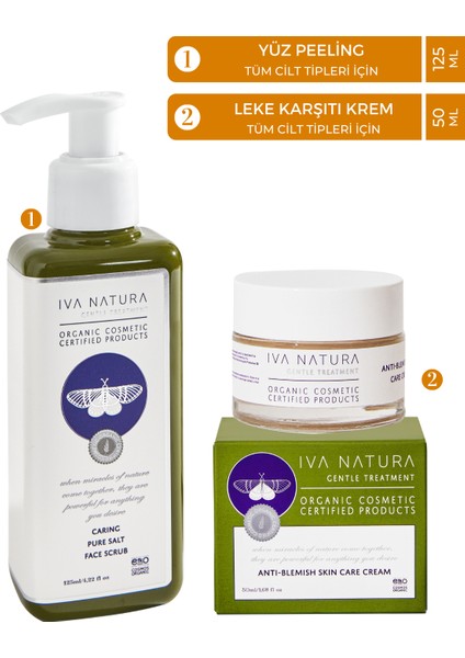 Iva Natura 2'li Set - Yüz Peeling, Leke Karşıtı Krem