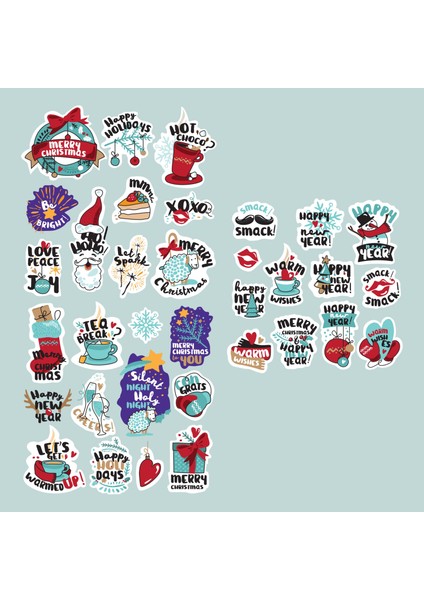 Sticker Master 100 Adet Yılbaşı Christmas Graffiti Jdm Araba Stickers Motor Bisiklet Laptop Sticker Etiket Çıkartma Oto Motor Pc Etiket