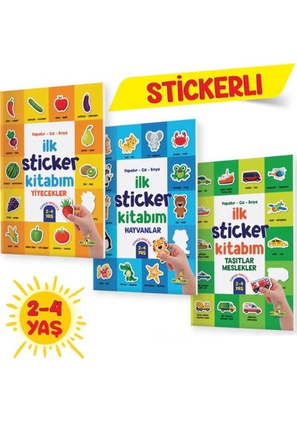 Yükselen Zeka İlk Sticker Kitabım 2-4 Yaş / Yapıştır-Çiz-Boya (Taşıtlar-Hayvanlar-Yiyecekler)