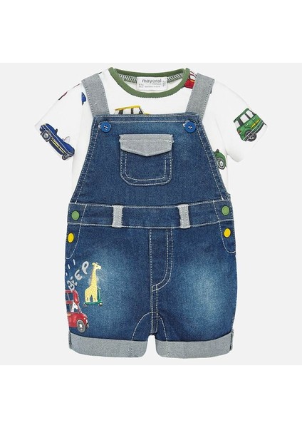 Mayoral  Erkek Bebek Denim Salopet Tişört 2 Li Set