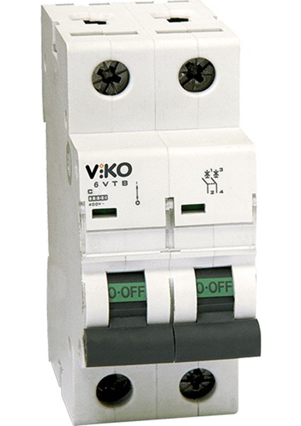 6VTB-2C20 Monofaze Nötr Kesmeli 2X20A C Tipi Otomatik Sigorta 6ka