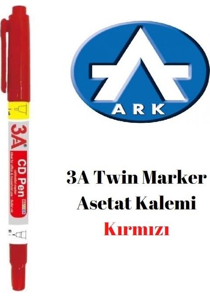 3A Twin Marker Asetat Kalemi Kırmızı