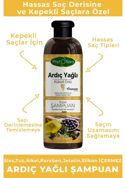 Tuzsuz Hassas Saç Derisine Ve Kepekli Saçlara Özel Ardıç Yağlı Bitkisel Şampuan