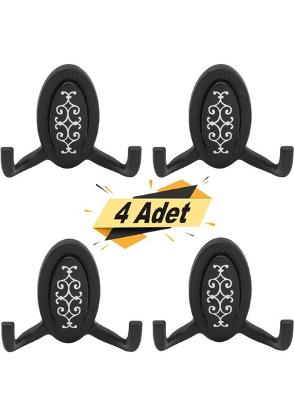 Seçil Vestiyer Duvar Askısı Dolap Elbise Askılığı Siyah Askı (4 Adet)