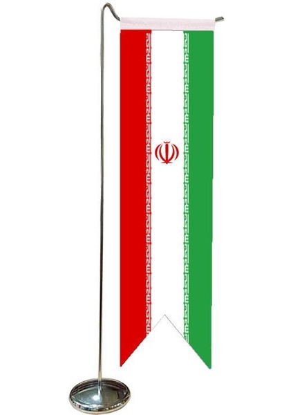 Masaüstü Kırlangıç Iran Bayrağı + Krom L Direk Masa Bayrak Seti