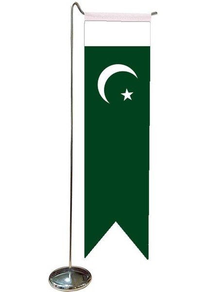 Masaüstü Kırlangıç Pakistan Bayrağı + Krom L Direk Masa Bayrak Seti