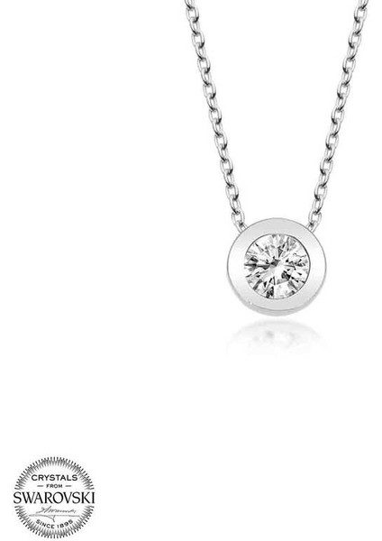 Swarovski Taşlı Gümüş Tektaş Kadın Kolye