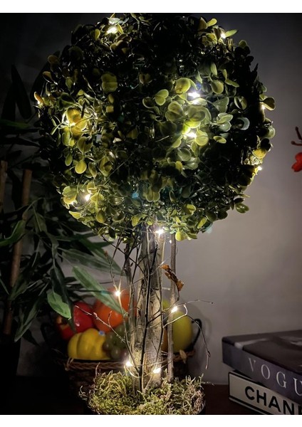 LED Işıklı Şimşir Top Yılbaşı Ağacı Tek Toplu 23CMX45CM Siyah Saksılı modelleri