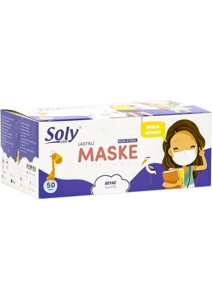 3 Katlı Çocuk Maske 50 Li Beyaz