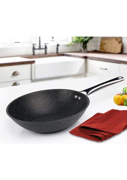 Black Line Granit Döküm 28 cm. Wok Tava