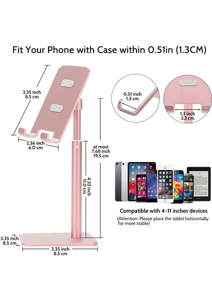 Ayarlanabilir Cep Telefonu Standı - Pembe (Yurt Dışından)