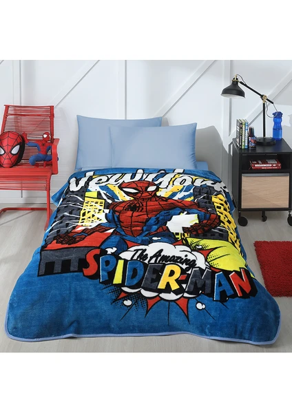 Spiderman New York Disney Lisanslı Tek Kişilik Çocuk Battaniyesi 155 x 215 cm.