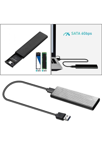 Ngff M.2 Sata SSD USB 3.0 Harici Alüminyum Muhafaza Kılıfı B / B + M Key Gümüş (Yurt Dışından)