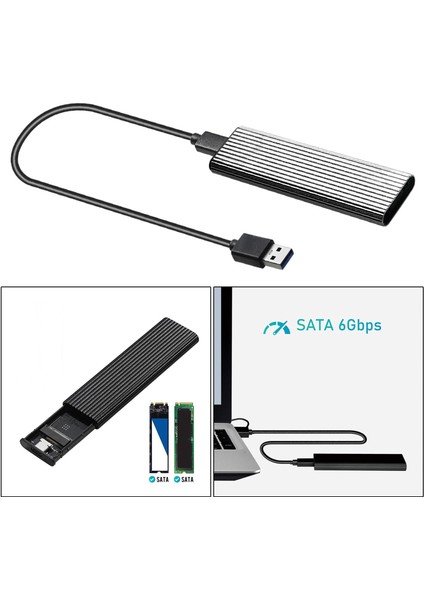 Ngff M.2 Sata SSD USB 3.0 Harici Alüminyum Muhafaza Kılıfı B / B + M Key Gümüş (Yurt Dışından)