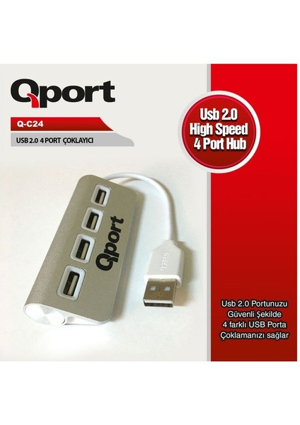 Q-C24 4 Port USB 2.0 Çoklayıcı