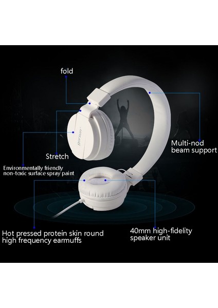 P1 Stereo Katlanabilir Bluetooth Kablosuz Kulaklık (Gri)