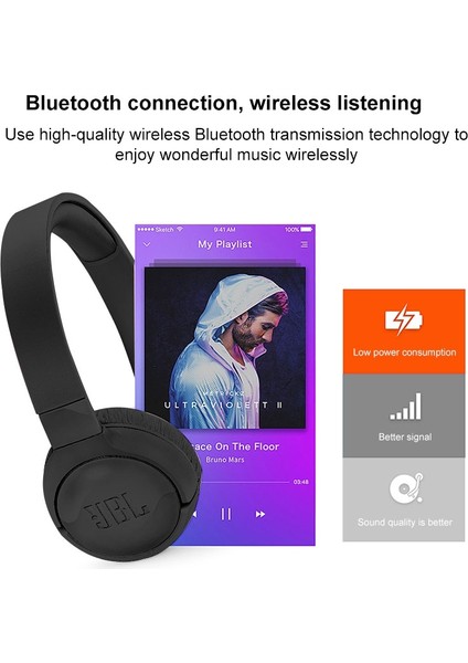 P1 Stereo Katlanabilir Bluetooth Kablosuz Kulaklık (Siyah)