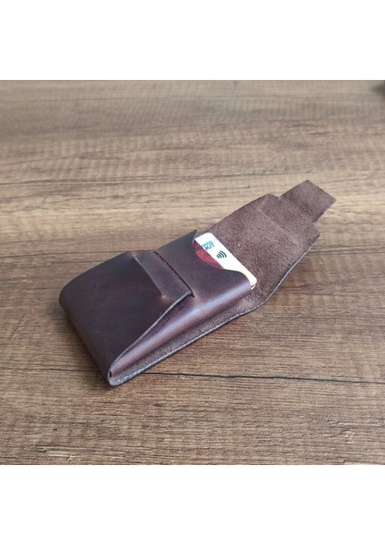 Minimalist Dikey Ön Cep Cüzdanı Crazy Deri