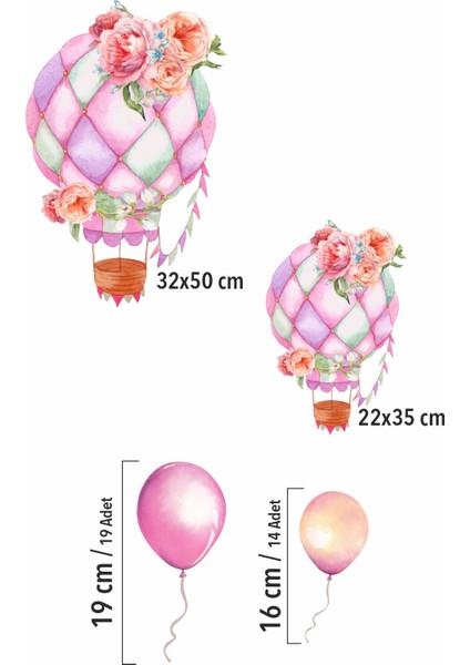 Çiçekli Soft Balonlar Dekoratif Çocuk Odası Stickerı modelleri