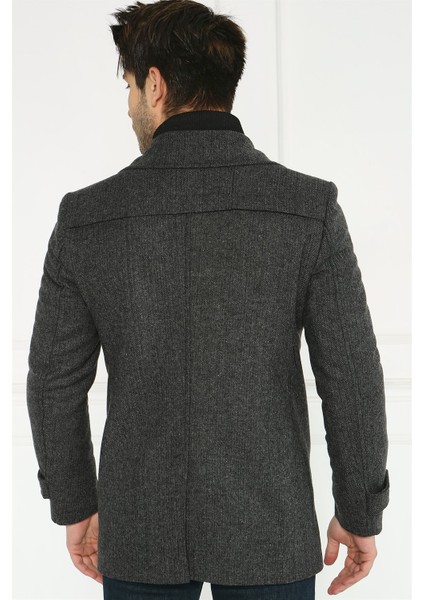 PLT8402 Dewberry Erkek Palto-Desenli Antrasit modelleri