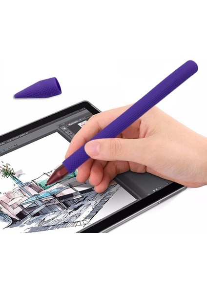 Microsoft Surface Pro 5/6 (Mor) Için Stylus Kalem Silika Jel Koruyucu Kılıf