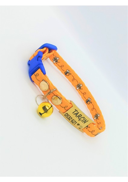 İsme Özel Arı Figürlü Kedi Tasması Turuncu 13-20 cm S fiyatları