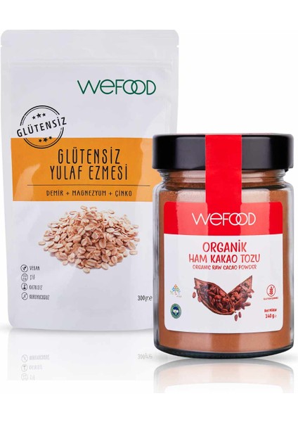 Glütensiz Yulaf Ezmesi 300 gr + Organik Ham Kakao Tozu 140 gr 8681749102062