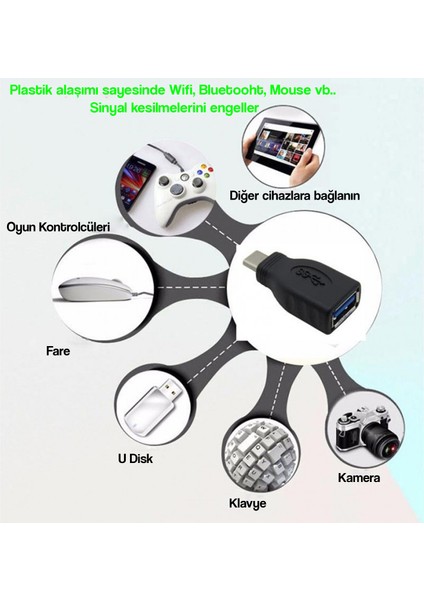 Type-C Hub To USB 3.0 Otg USB Dönüştürücü Plastik