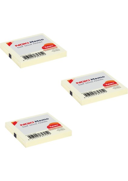Memo Yapışkanlı Not Kağıdı 75 x 75 mm 100 Yaprak Sarı 3'lü