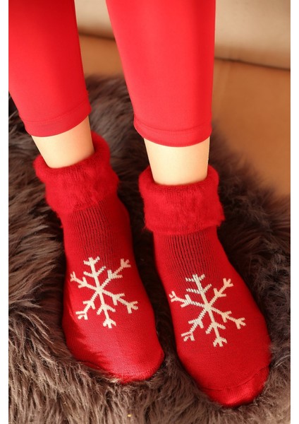 Kadın Soket Çorap Havlu Kar Tanesi Desenli