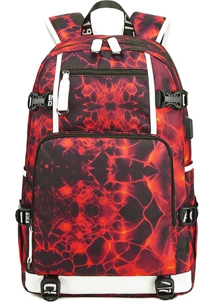 Puluz 6101-5 Su Geçirmez Baskılı Sırt Çantası Geometrik Kırmızı (Yurt Dışından)