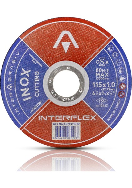 BADEM10 Interflex Inox Metal Kesici Taş Disk 115X1.0X22.23 mm