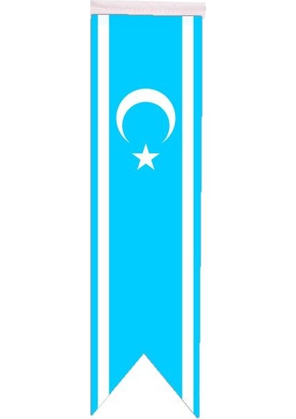 Masaüstü Kırlangıç Çift Taraflı Saten Kumaş Kerkük Türkmeneli Bayrağı 8 x 30 cm