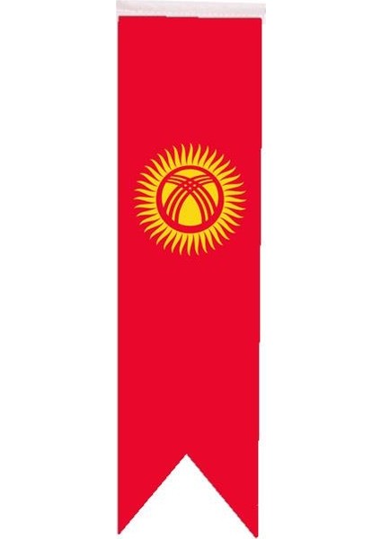 Masa Üstü Kırlangıç Kırgızistan Bayrağı - 8 x 30 cm Çift Taraflı Saten Kumaş
