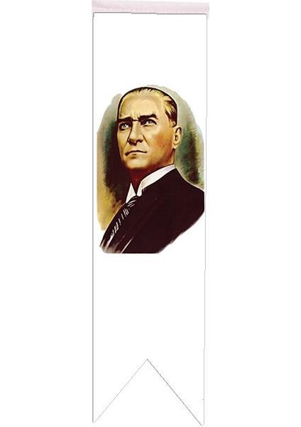 Masa Üstü Kırlangıç Atatürklü Bayrağı - 8 x 30 cm Çift Taraflı Saten Kumaş