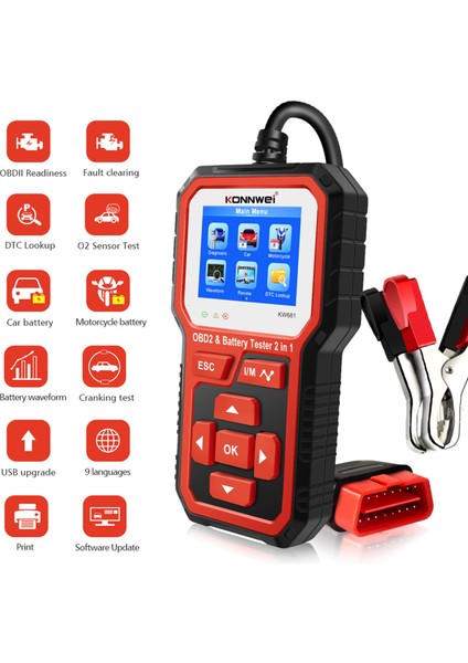 KW681 Araba ve Motrocycle Pil Test Cihazı ve (Yurt Dışından) fırsatları