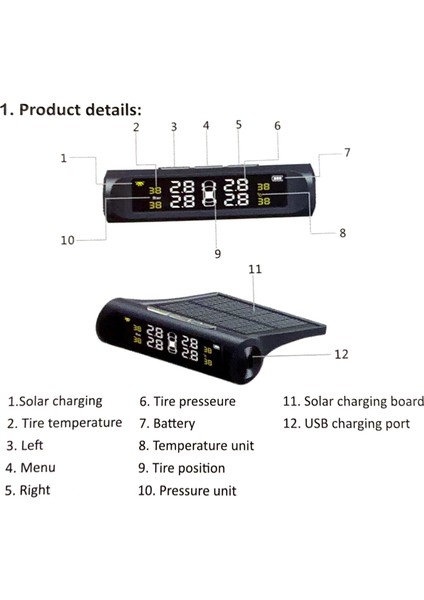 4 Harici Sensörlü Güneş Tpms Kablosuz Otomobil Lastiği (Yurt Dışından) fiyatları