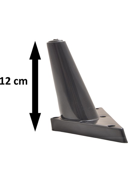 Sena Plastik Ayak Baza Ayağı Koltuk - Kanepe Ayağı Puf-Tv Ünitesi Ayağı 8 Adet 12 cm Siyah Renk