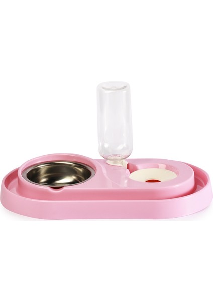 Miapet Hazneli Çelik Taslı Kedi-Köpek Mama ve Su Kabı Seti 500 ml Açık Pembe
