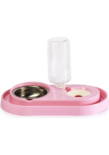 Miapet Hazneli Çelik Taslı Kedi-Köpek Mama ve Su Kabı Seti 1000 ml Açık Pembe