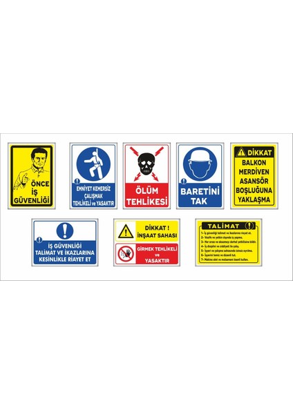 Iş Güvenlik Levha Seti 8'li 25X35 cm Plastik Dekota