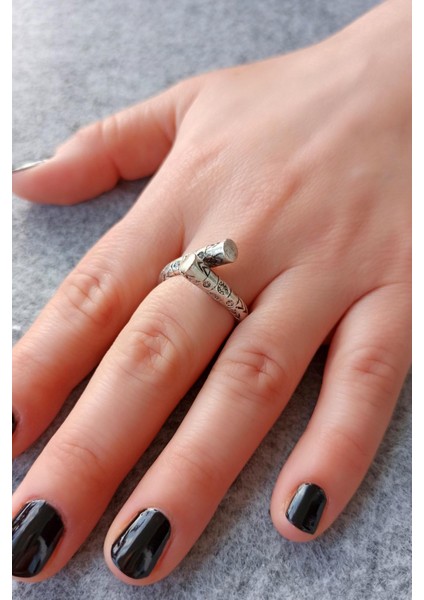 Antik Gümüş Kaplama Totem Şekilli El Yapımı Ayarlanabilir Yüzük modelleri